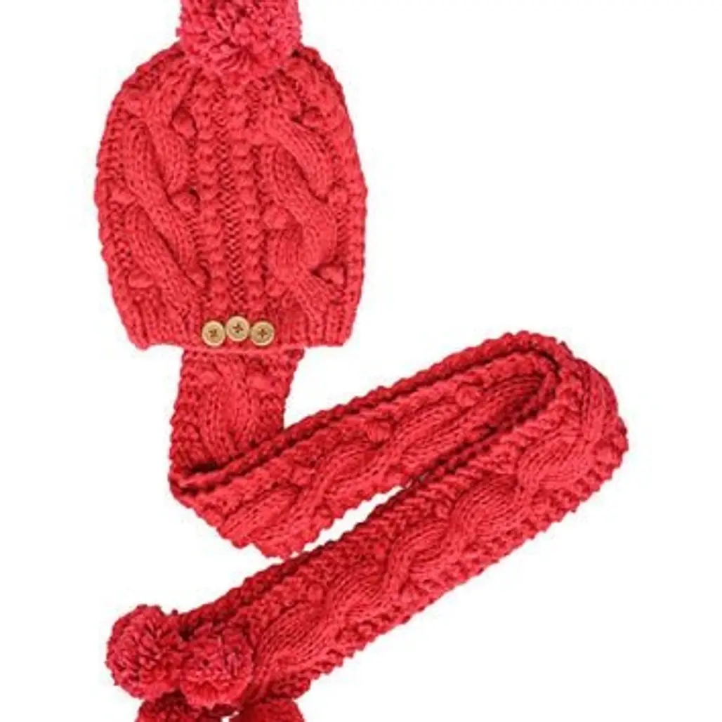 Beanie Hat Scarf Set in Coral