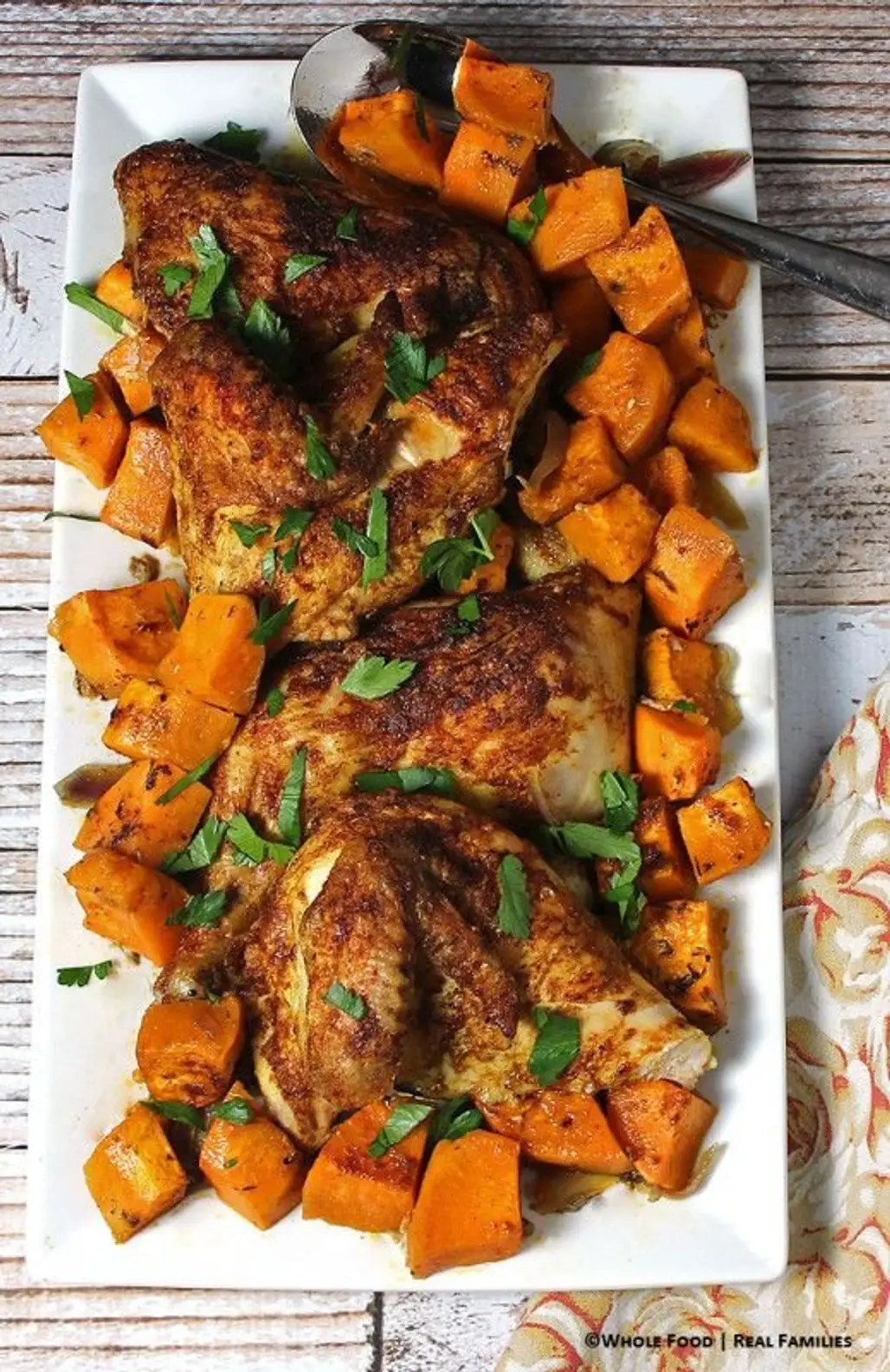 Warm Spiced Chicken over Sweet Potatoes