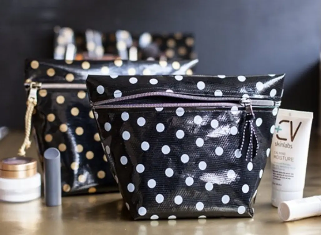 This Oilskin Bag Can Be Wiped down and is Great for Makeup or Skincare Essentials