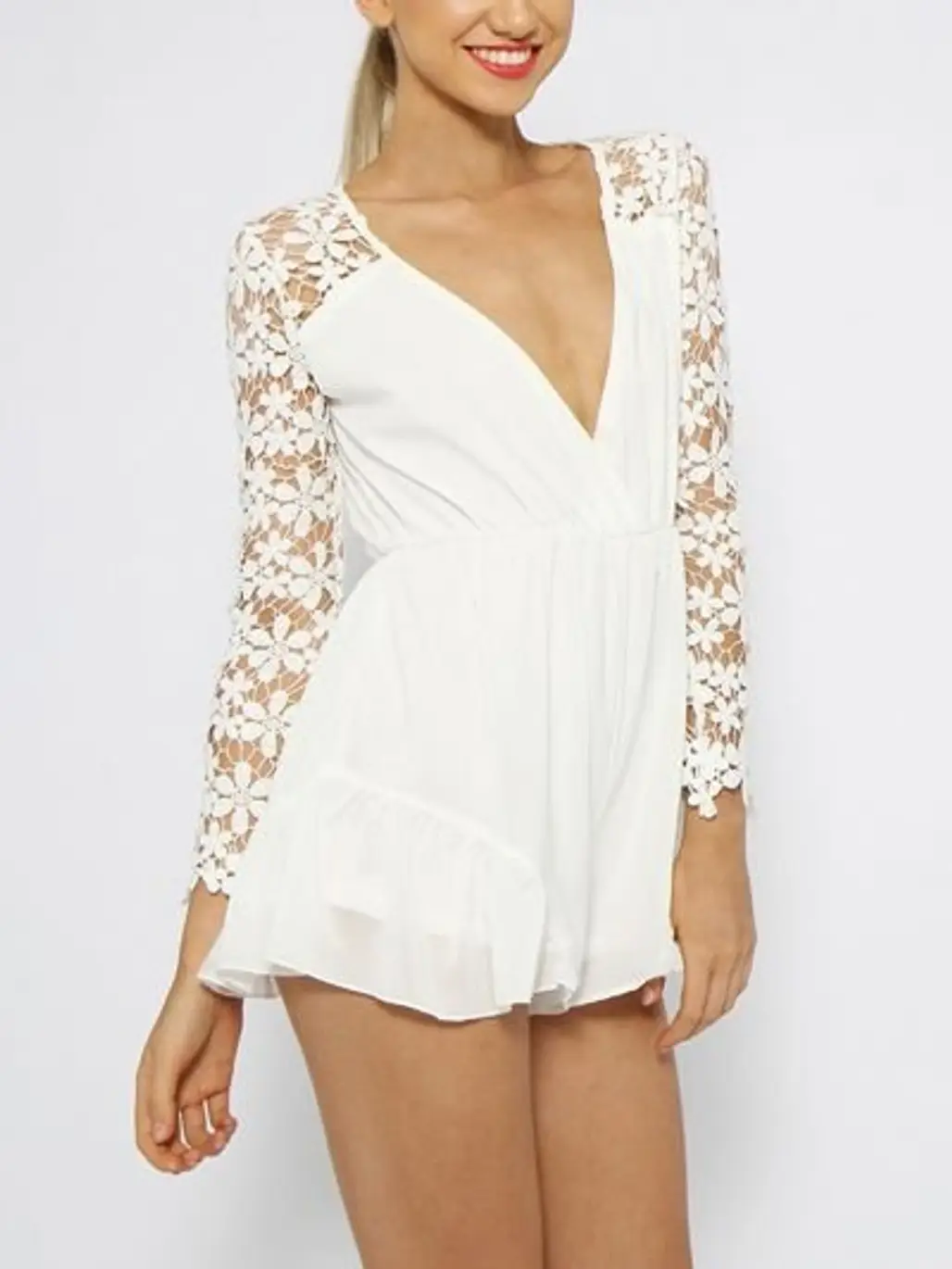 Angel Romper Playsuit with Lace Sleeves