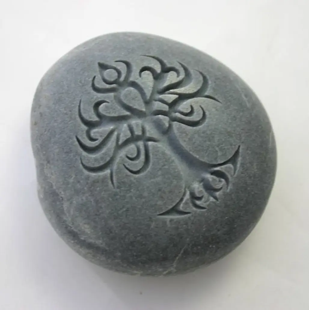 Celtic Tree Engraved Grey Stone Celtic Symbol Paperweight