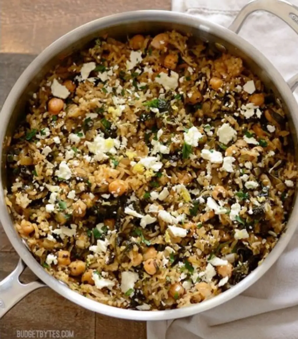 Spinach and Chickpea Rice Pilaf