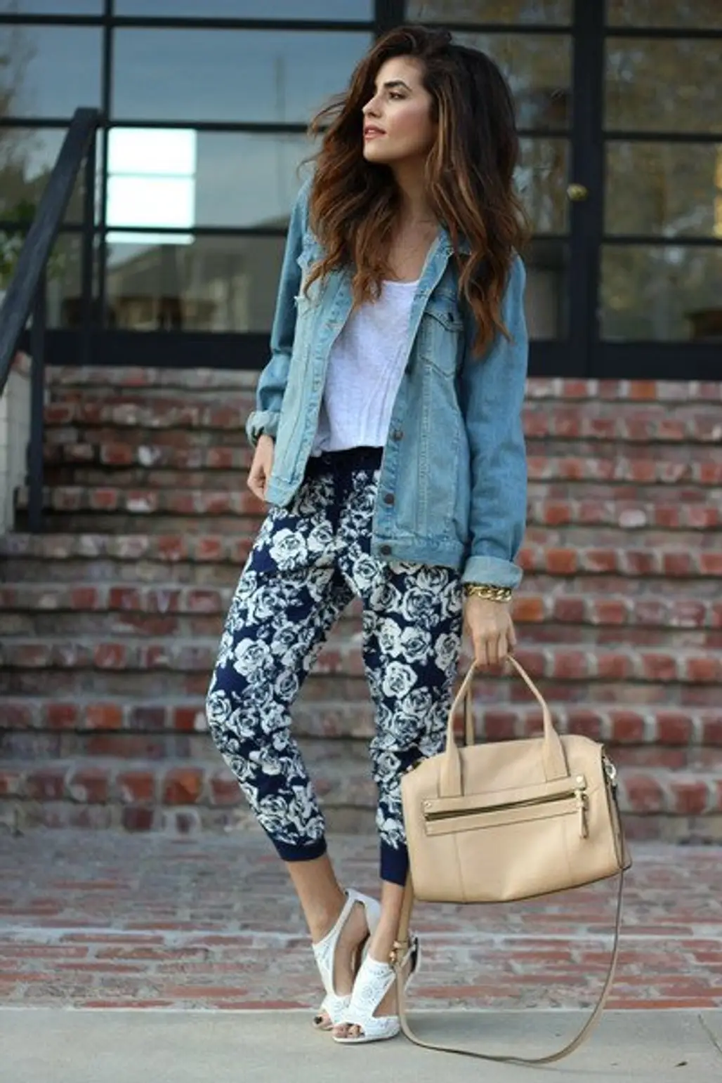 Patterned Track Pants with a Jean Jacket