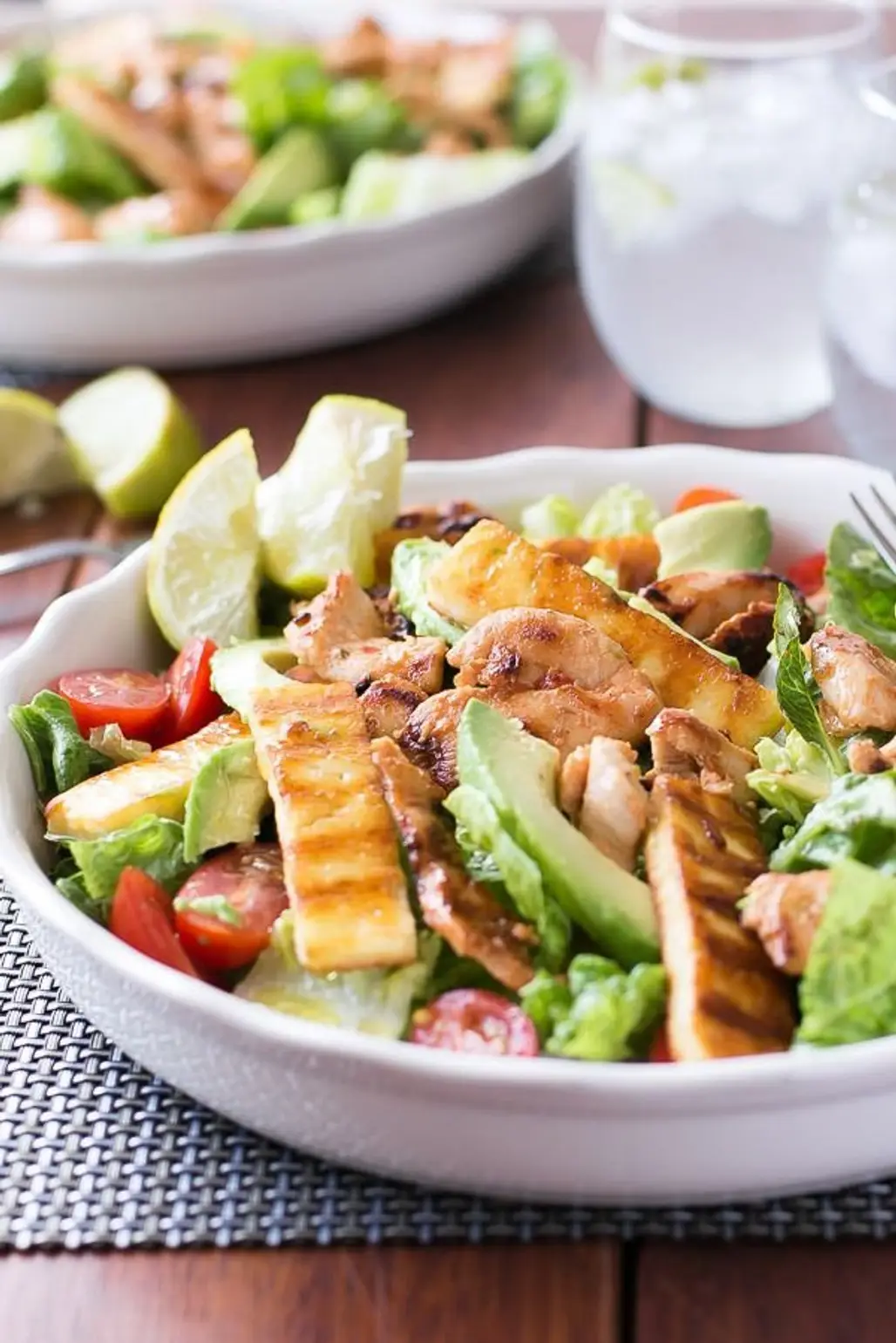 Sweet Chili Chicken, Haloumi and Avocado Salad with Lime Dressing