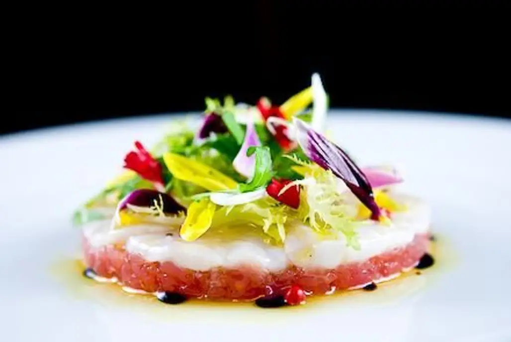 Spring Tuna Tartare and Scallop Crudo with Pink Peppercorn “Salad”