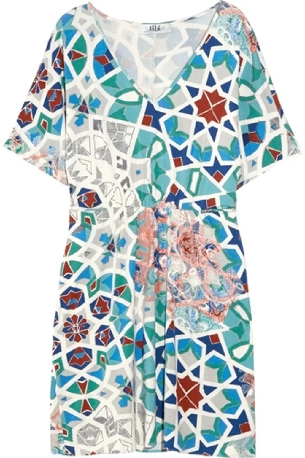 Tibi Mosaic-Print Stretch-Jersey Kaftan Dress