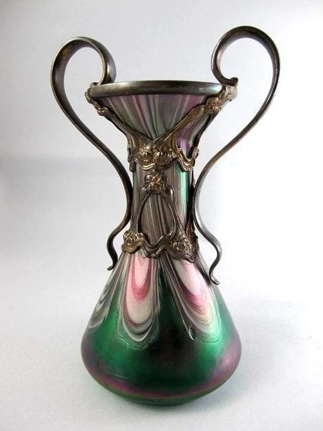 Art Nouveau Vase in Metal Armature