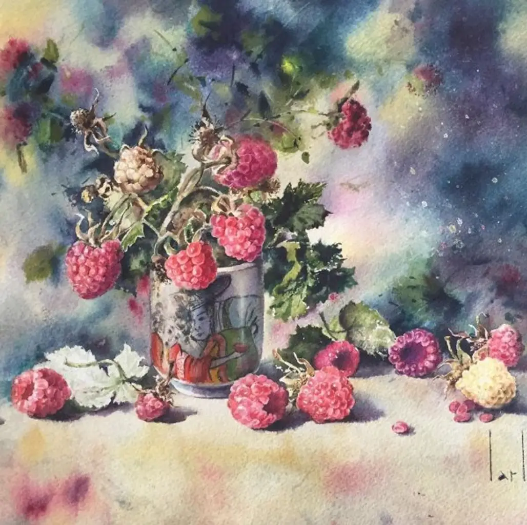 Watercolor paint, Painting, Still life, Garden roses, Still life photography,