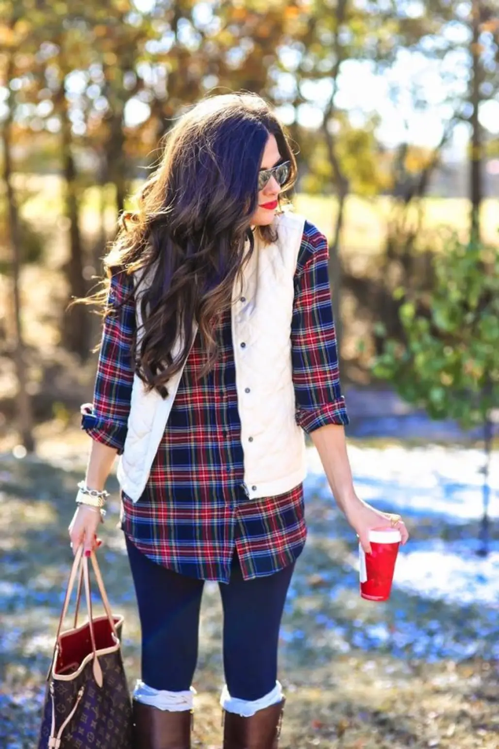 Plaid Shirt, Vest, and Tall Boots