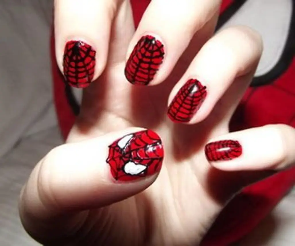 Hand Painted Nail Art: Spider-Man - YouTube