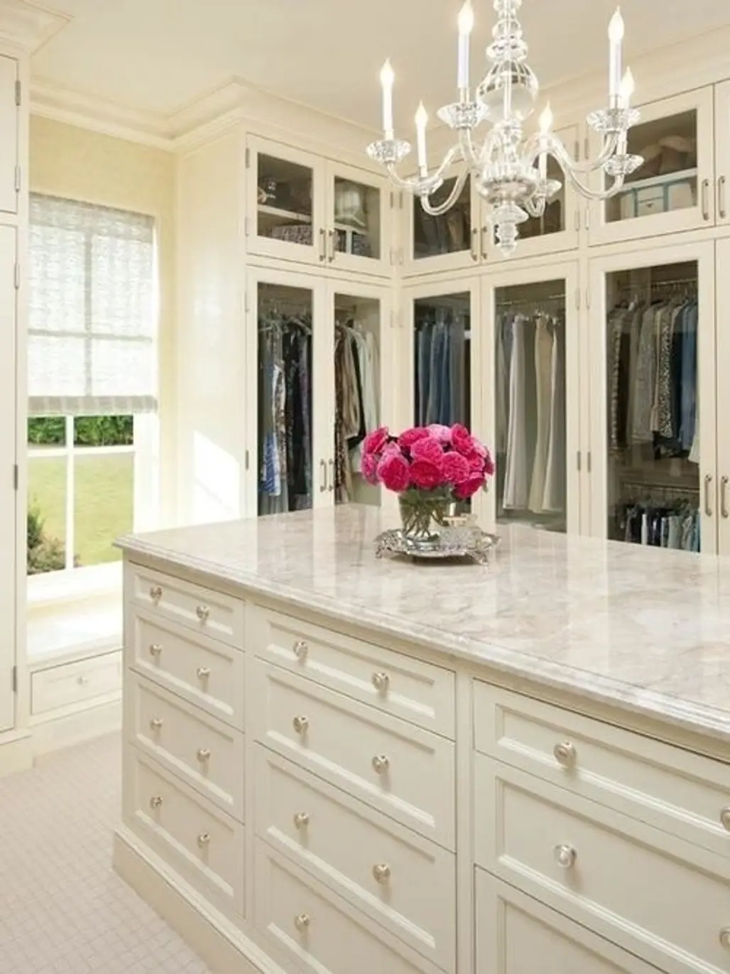 Beautifully Constructed All White Walk-in Closet