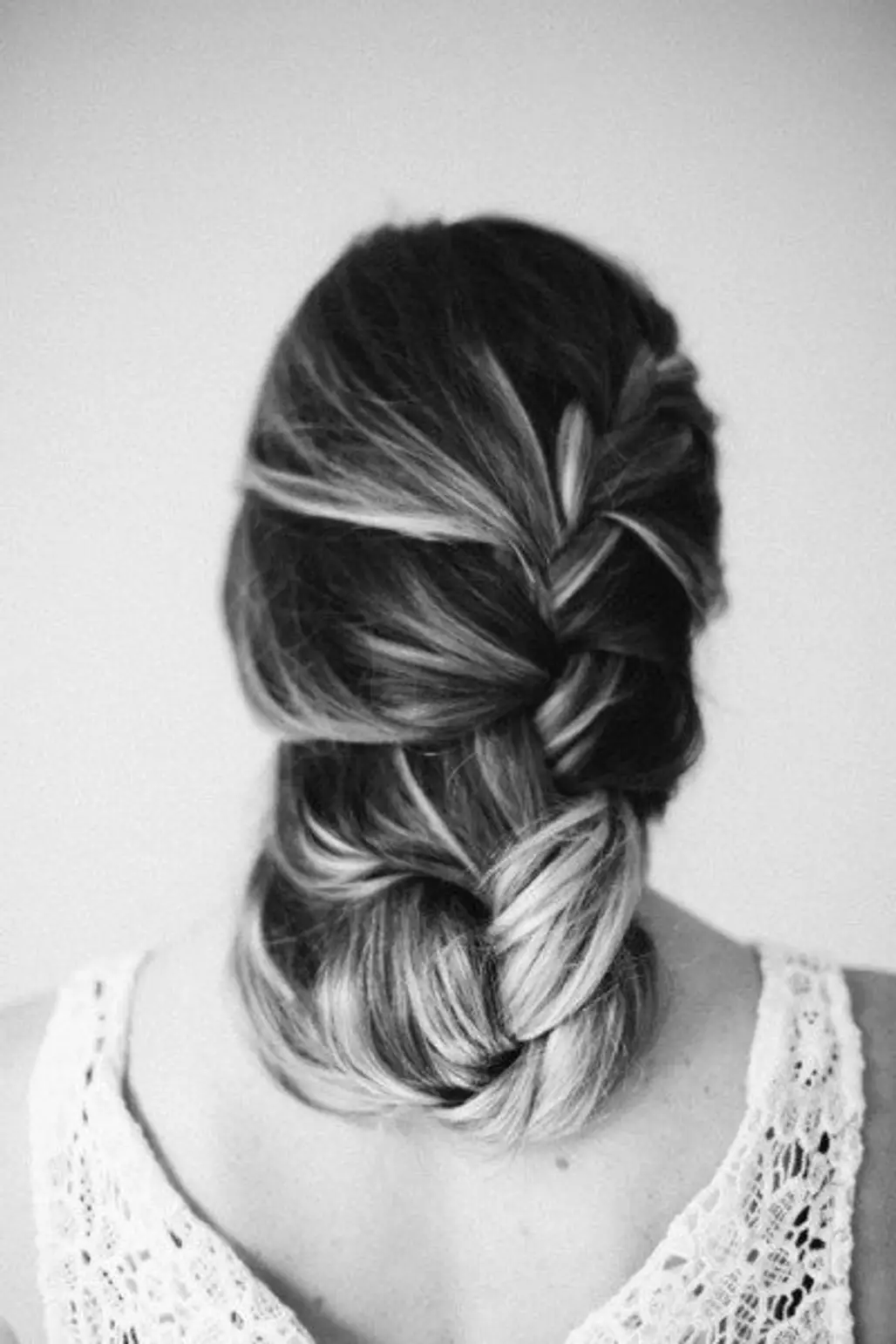 hair,hairstyle,black and white,braid,french braid,