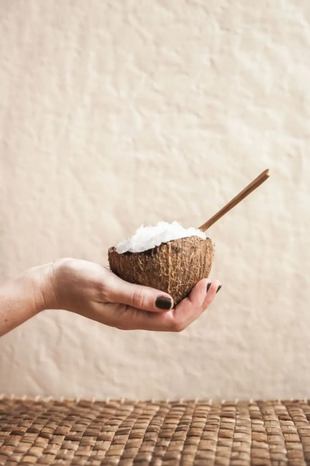 Coconut, Hand, Wood, Food,