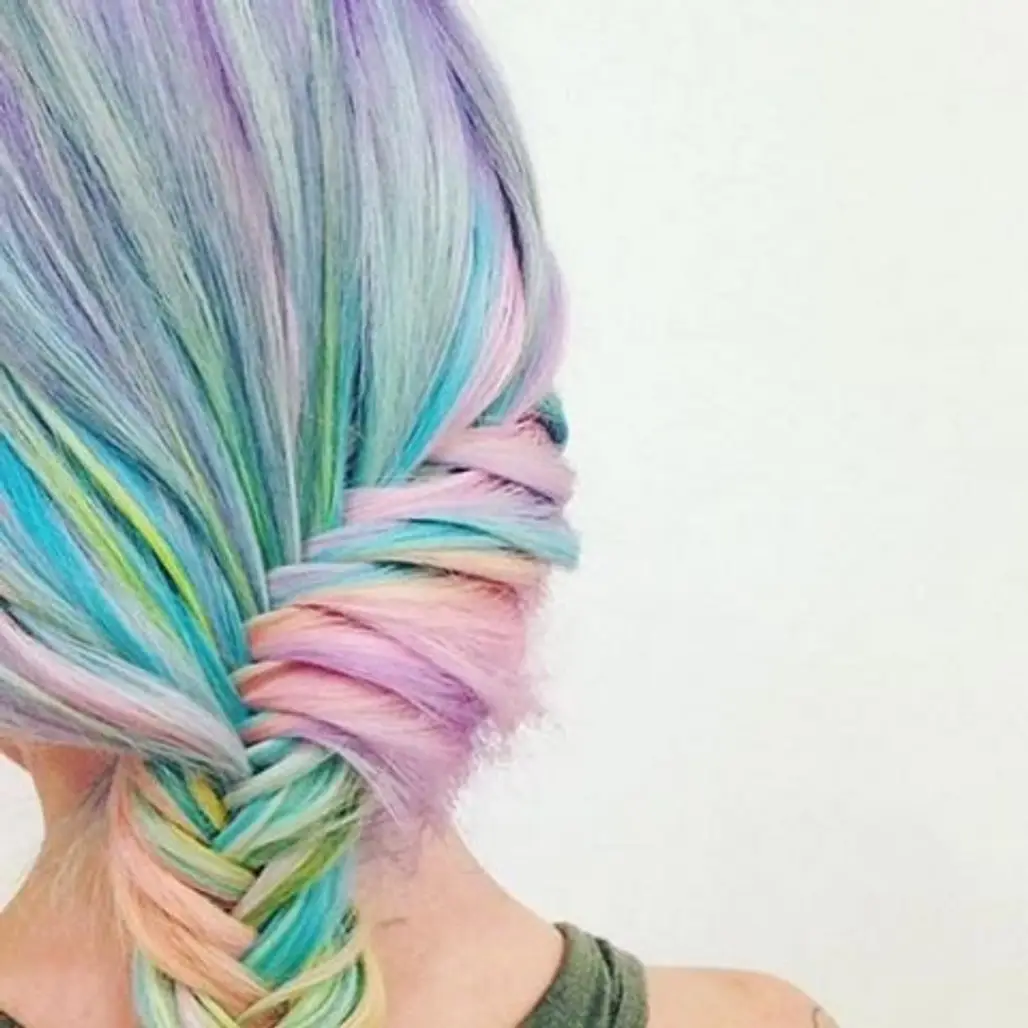 Her Cotton-candy Fishtail Braid