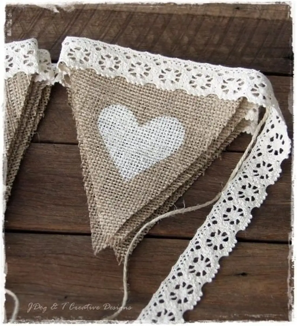 Burlap and Lace Bunting