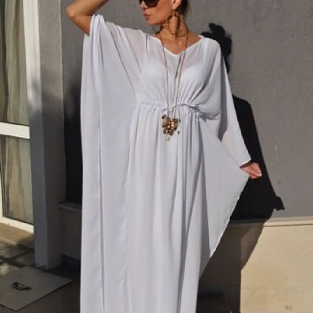 Maxi White Kaftan Dress