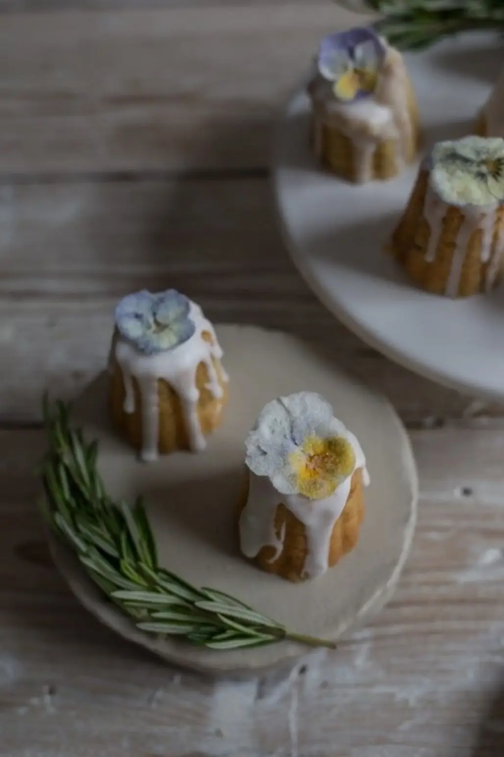 Miniature Lemon, Almond and Rosemary Olive Oil Cakes with a Hint of Cointreau