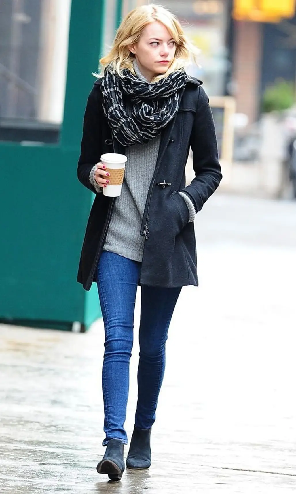 Welcome Sweater Weather with a Cozy Turtleneck, Printed Scarf and Snazzy Ankle Boots