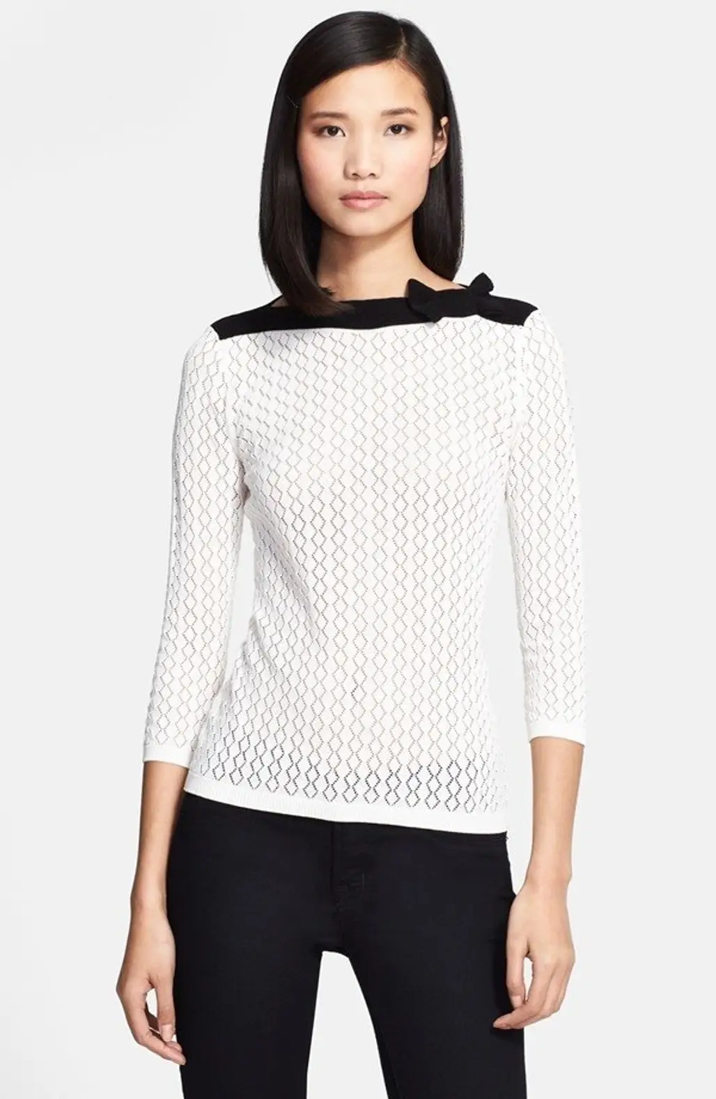 Valentino Bow Detail Pointelle Sweater