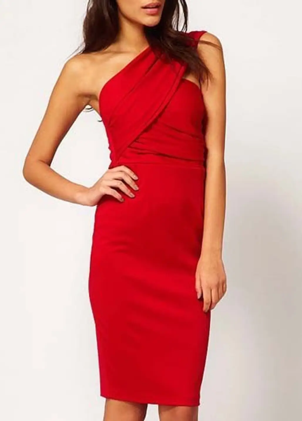 One Shoulder Design Red Dress