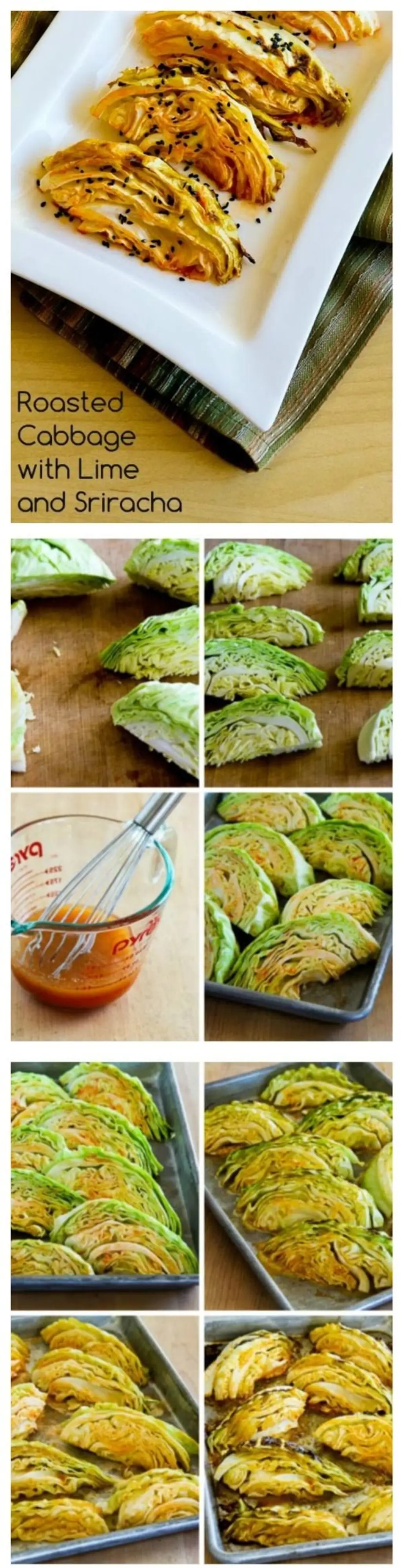 Roasted Cabbage with Lime and Sriracha