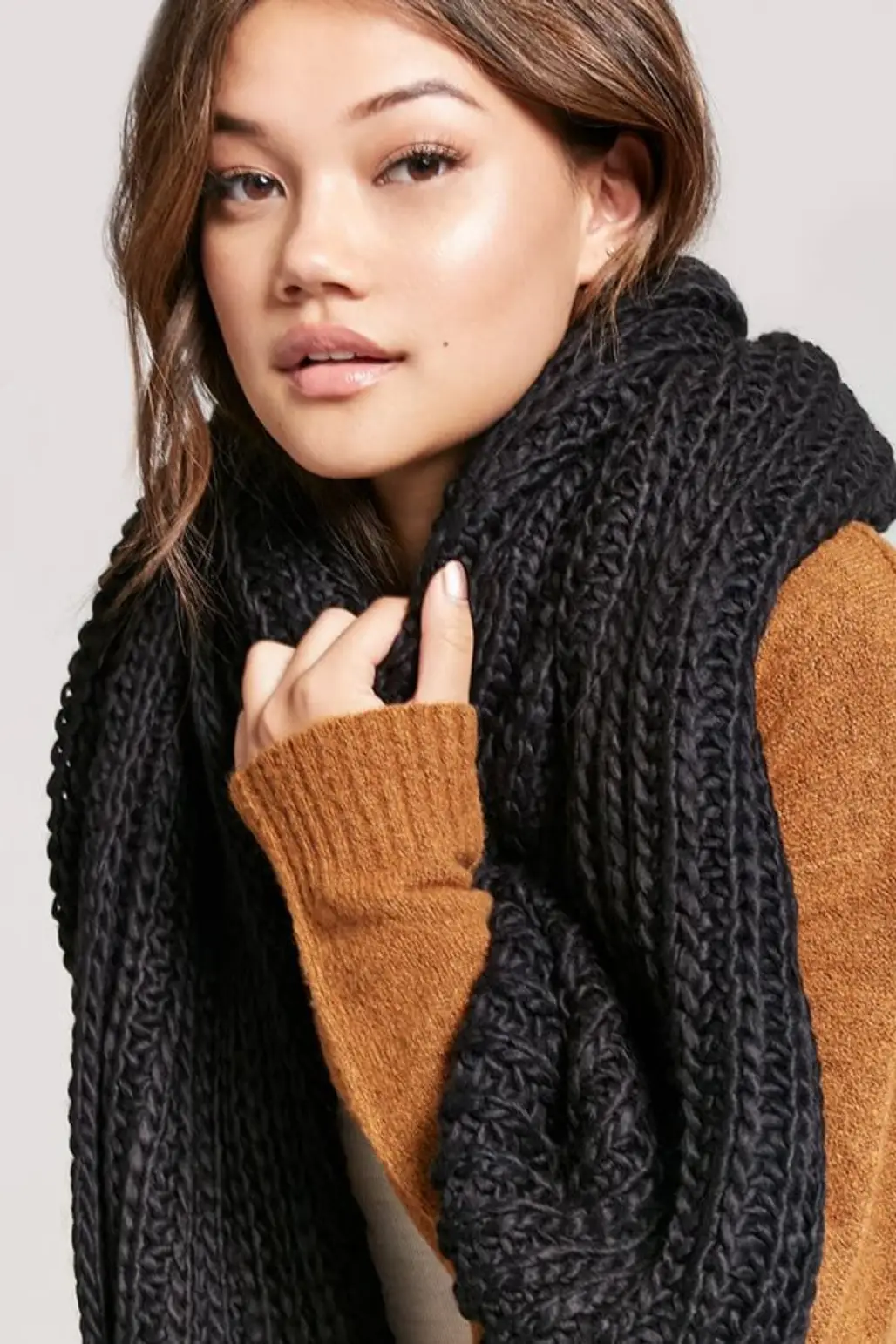 scarf, fashion model, woolen, neck, brown hair,