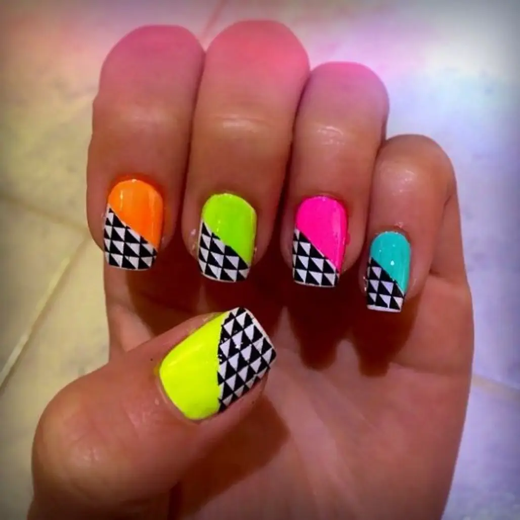 Neon with Black and White Pattern