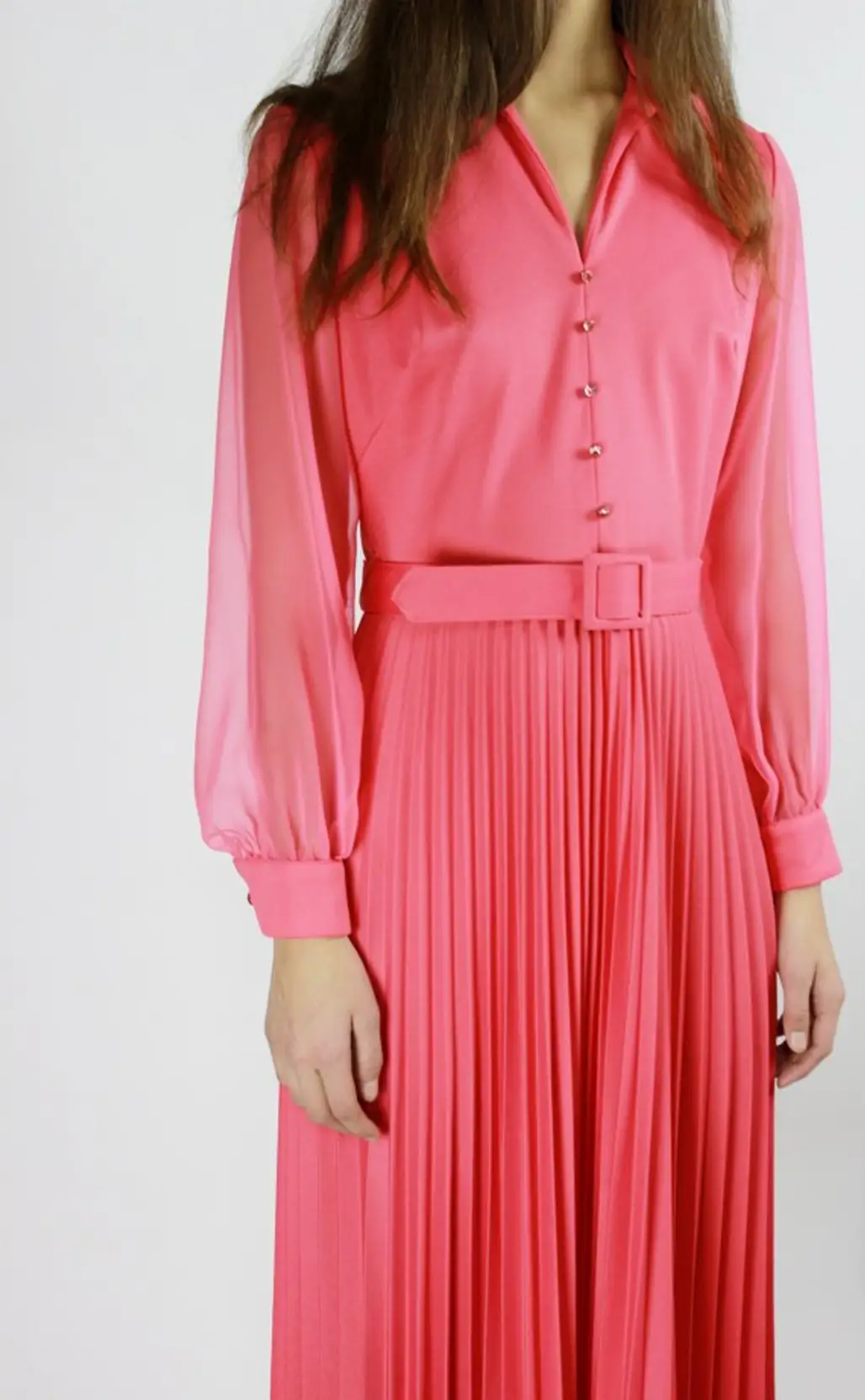 Bright Pink Accordian Maxi Dress