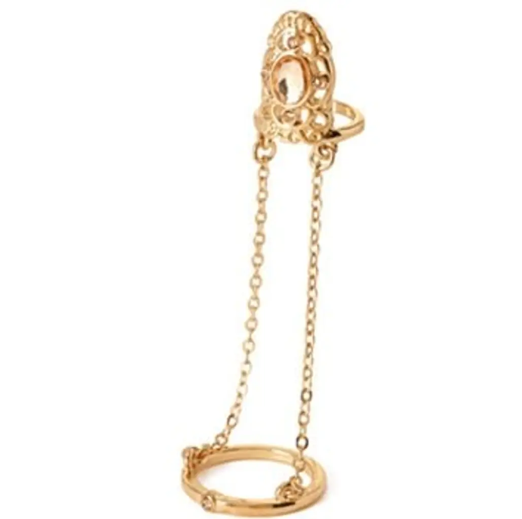 FOREVER 21 Chained Filigree Midi Ring Gold/Peach