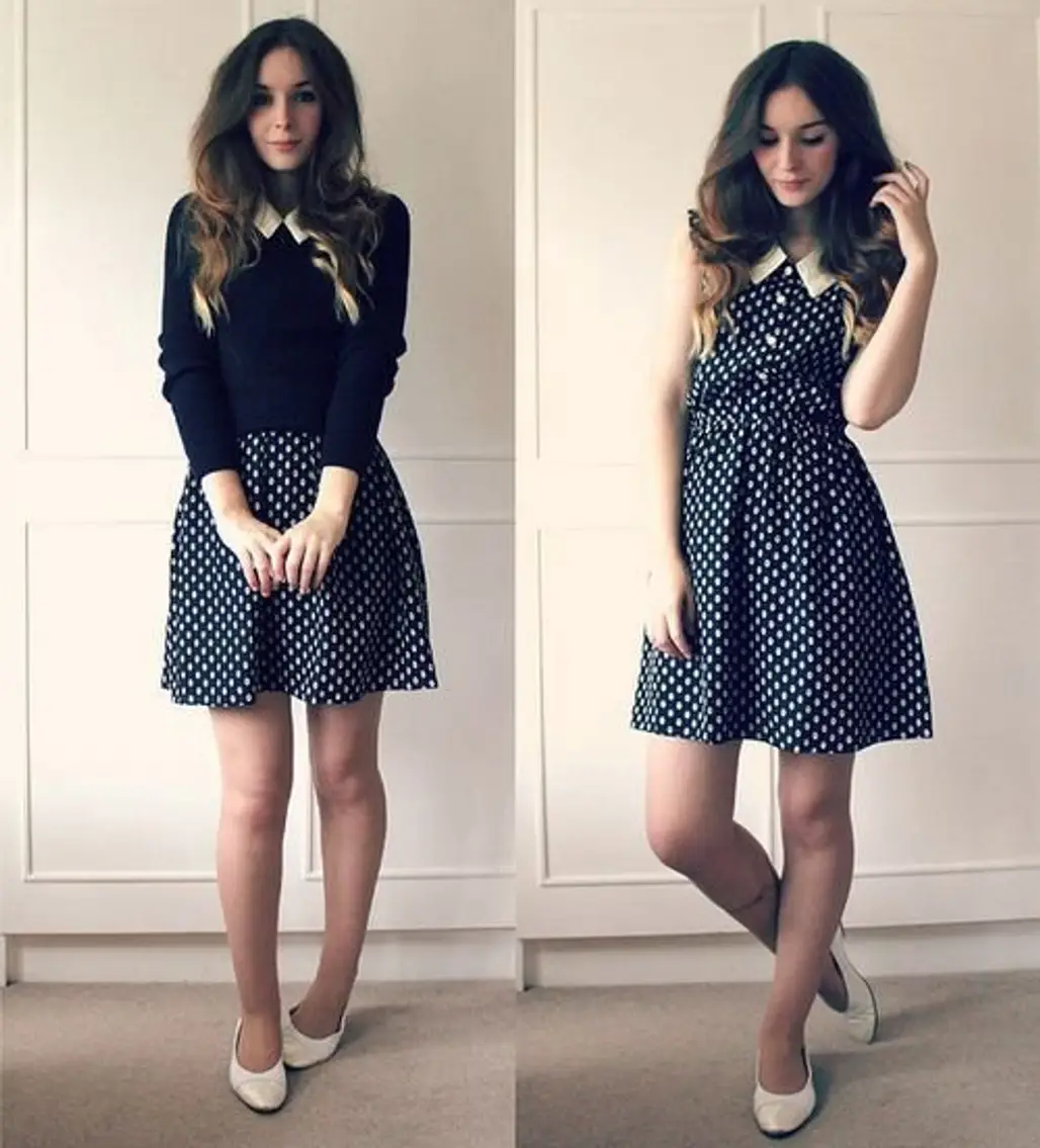 clothing,dress,polka dot,pattern,sleeve,