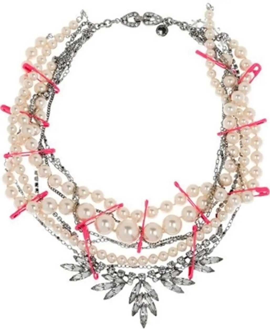 Tom Binns Rhodium and Pearl Multi Strand Necklace