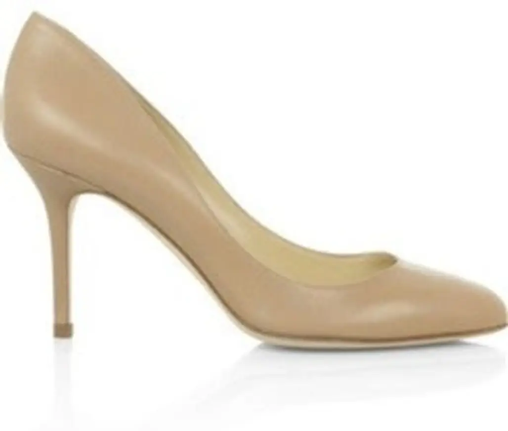 Low Vamp Nude Tone Heeled Court Shoes