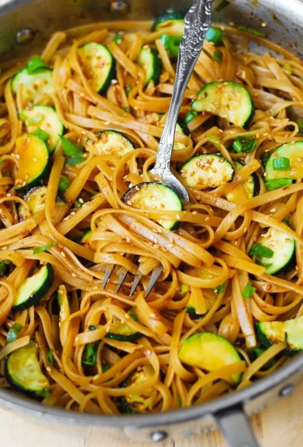Spicy Thai Zucchini Noodles with Toasted Sesame Seeds