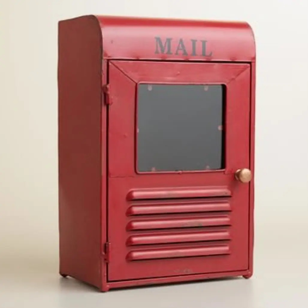 Red Metal Mailbox Desk Organizer
