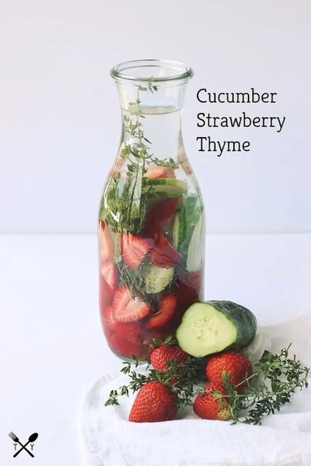 Strawberry Cucumber Thyme Water