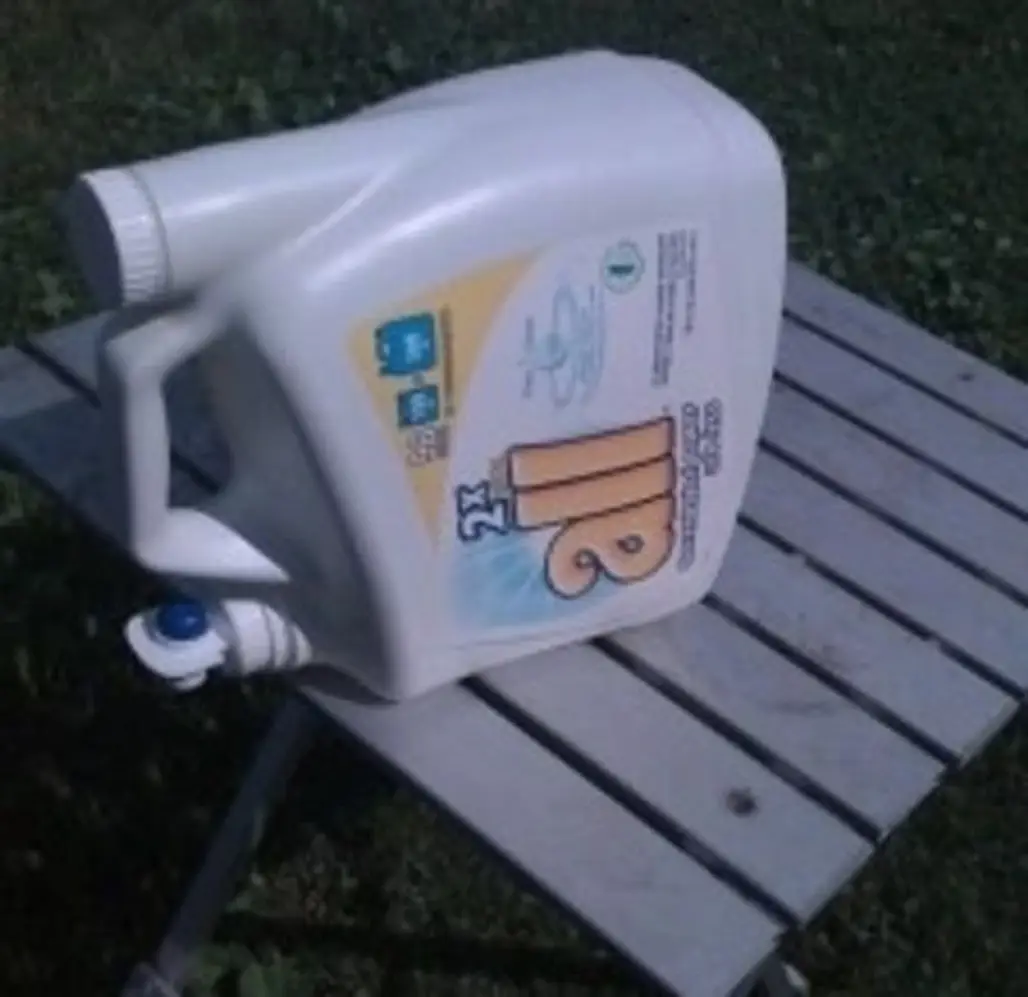 Use an Empty Laundry Detergent Dispenser as a Hand Washing Station