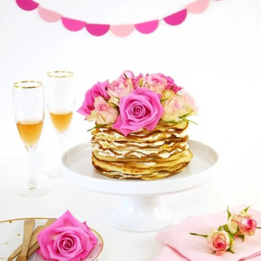 Crepe Cake with Rosewater & Marmalade