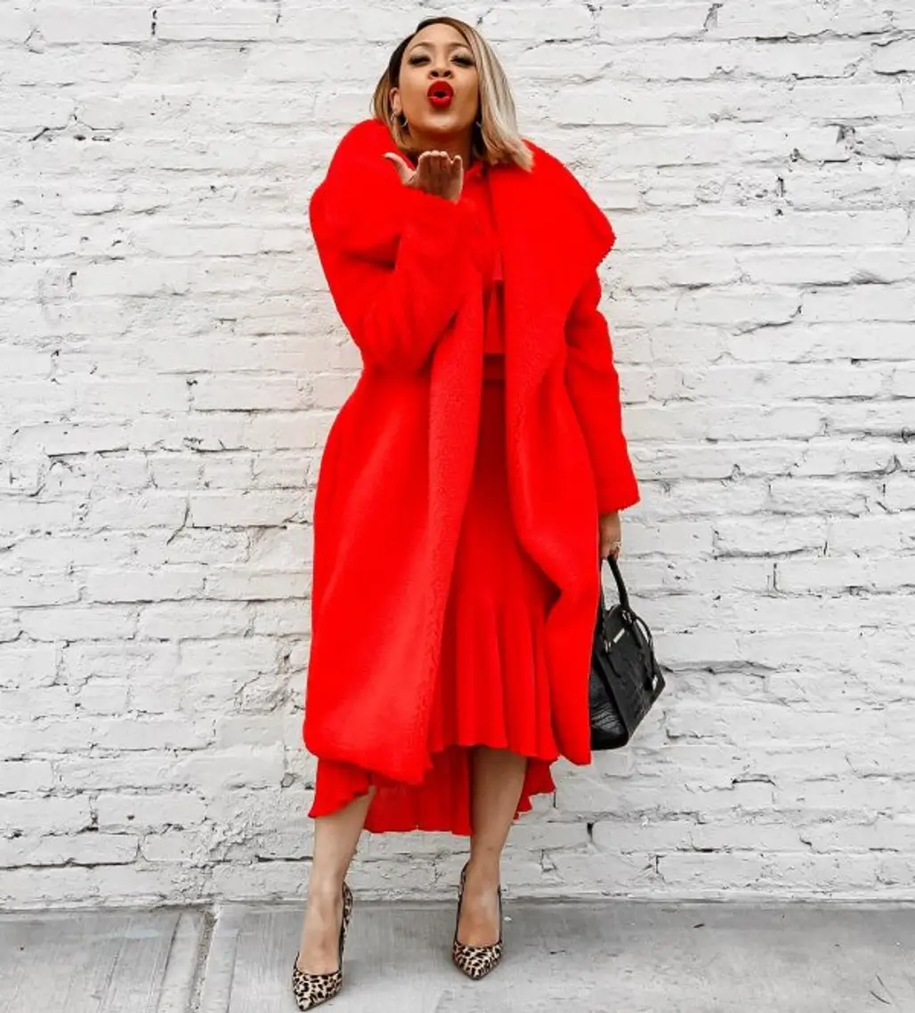 Clothing, Coat, Red, Outerwear, Street fashion,