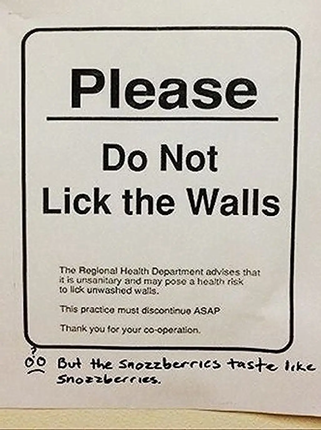A Friendly Reminder from the Local Health Department...