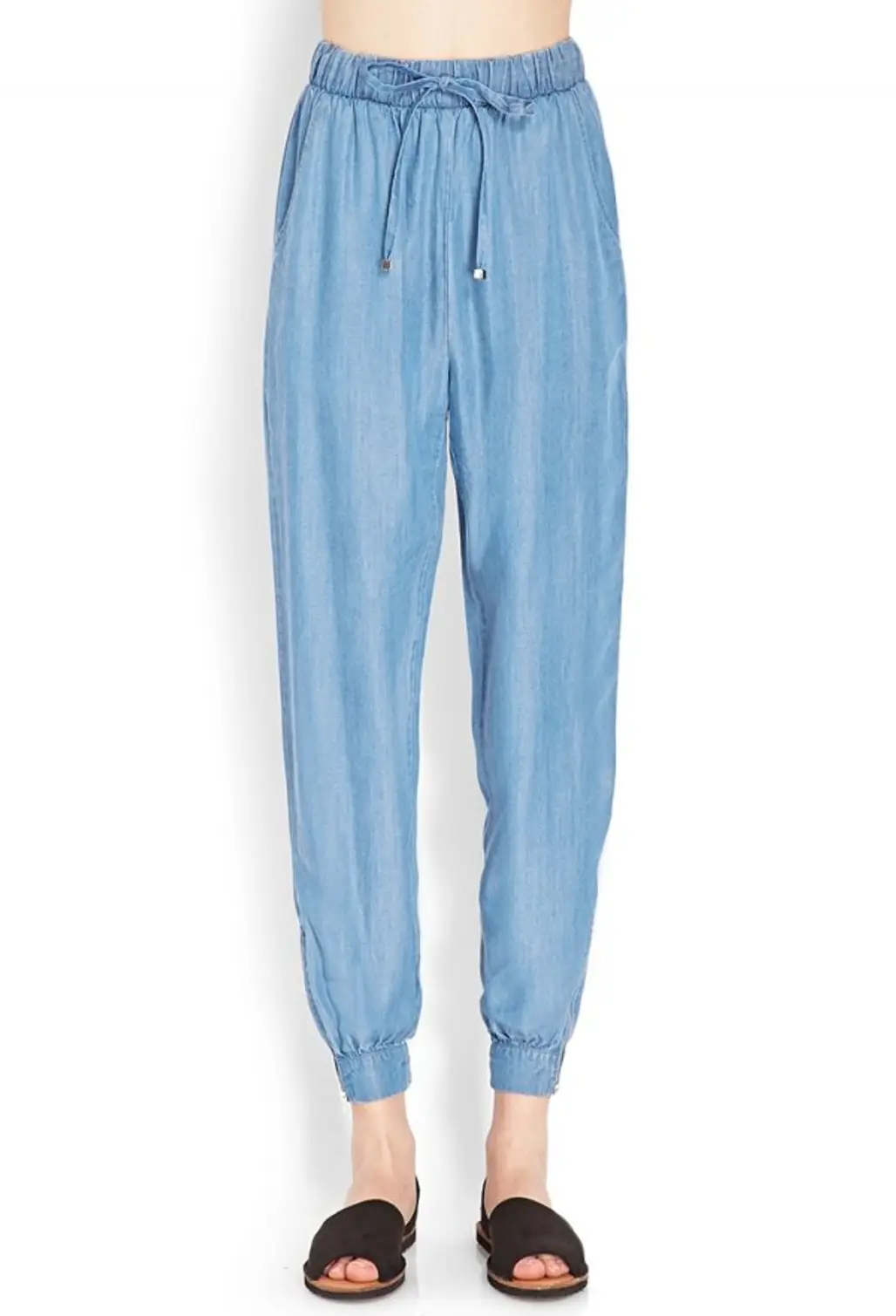 Forever 21 Zippered Chambray Joggers