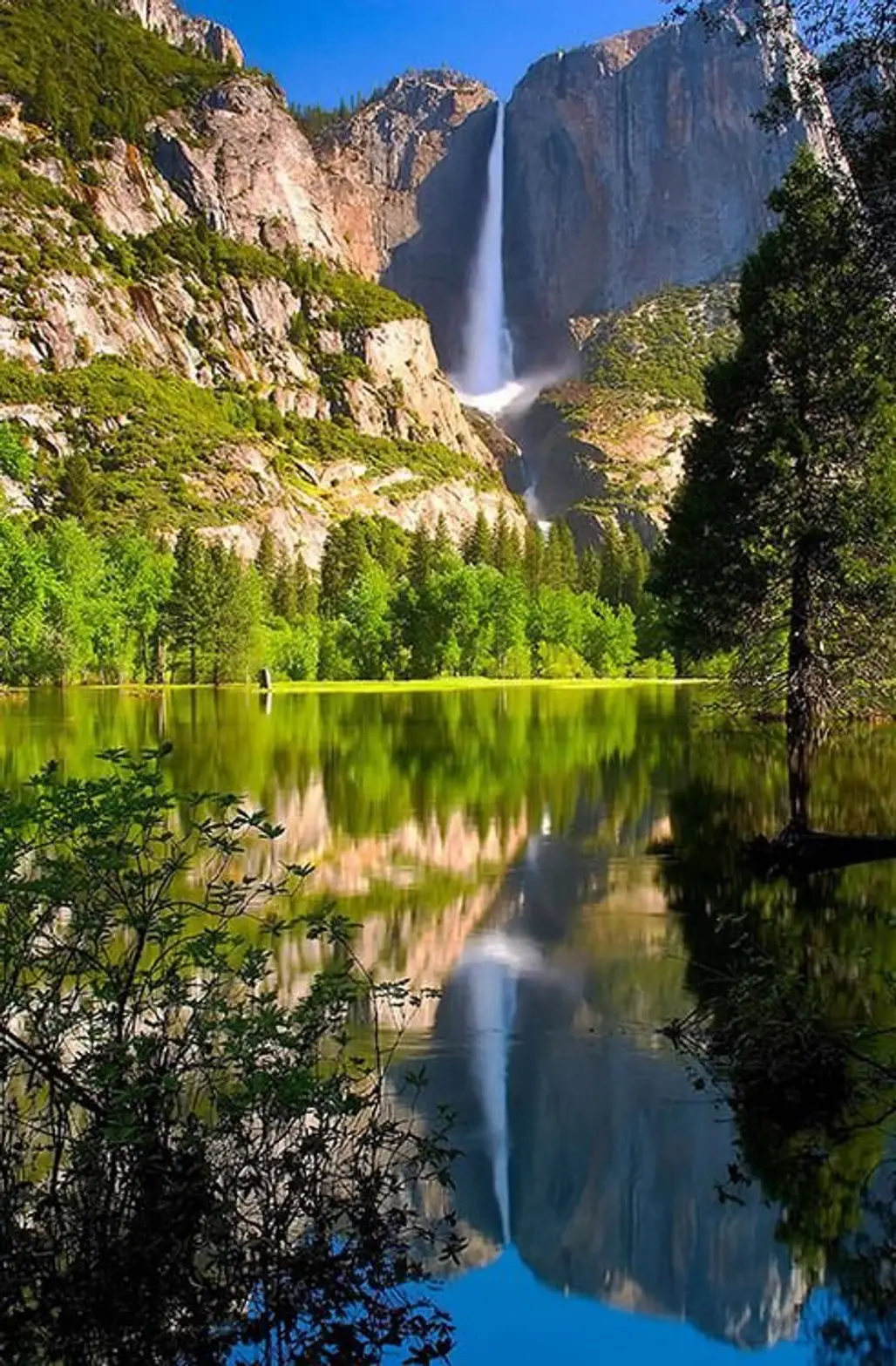 Yosemite National Park, Yosemite Falls,nature,mountainous landforms,reflection,body of water,