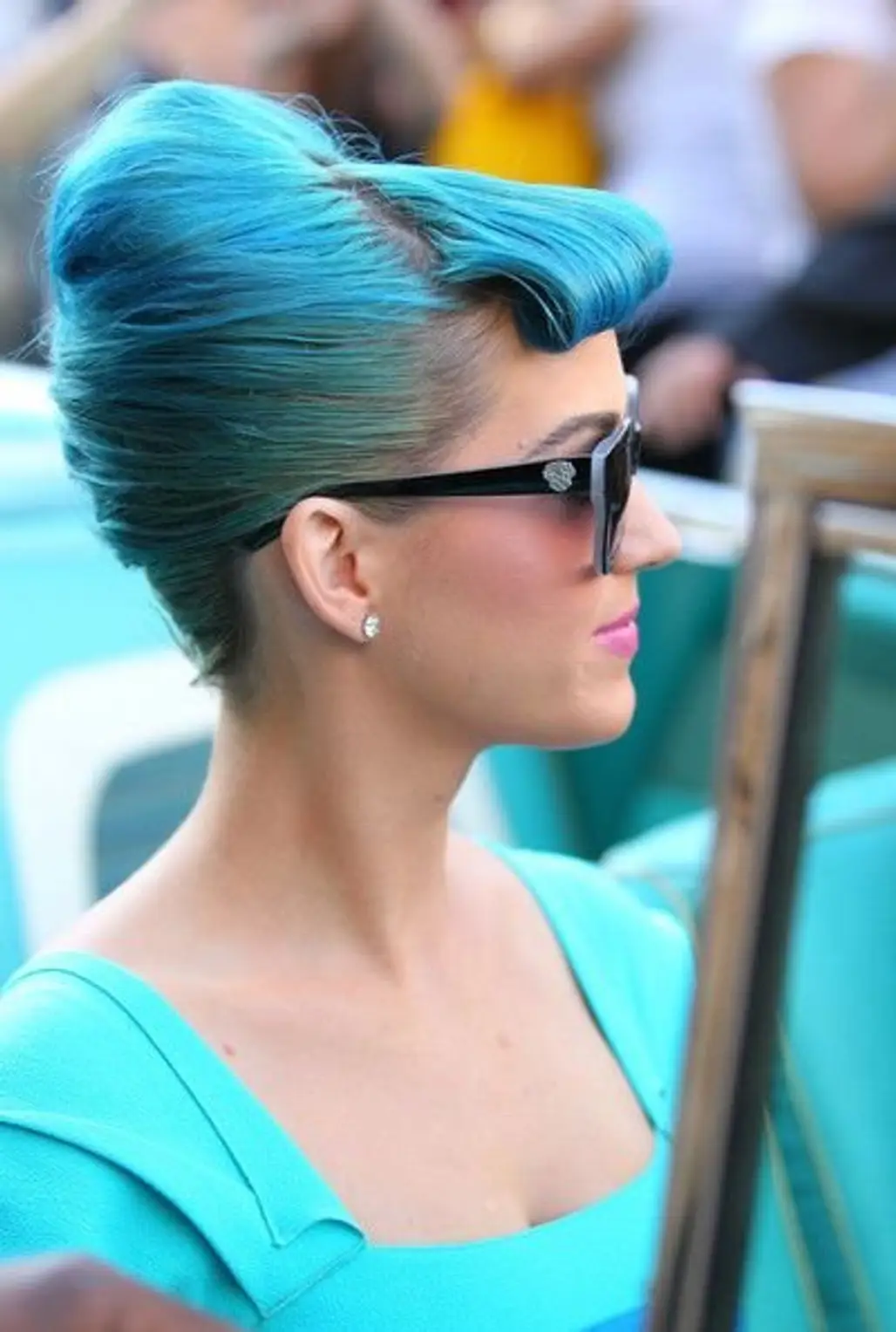 Blue Updo with Vintage-roll Bangs