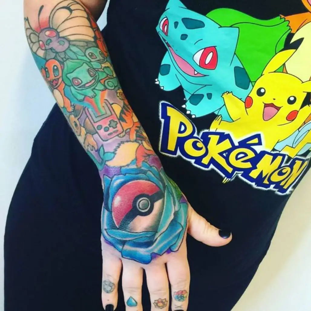 Pokemon, art, sleeve, tattoo artist, arm,