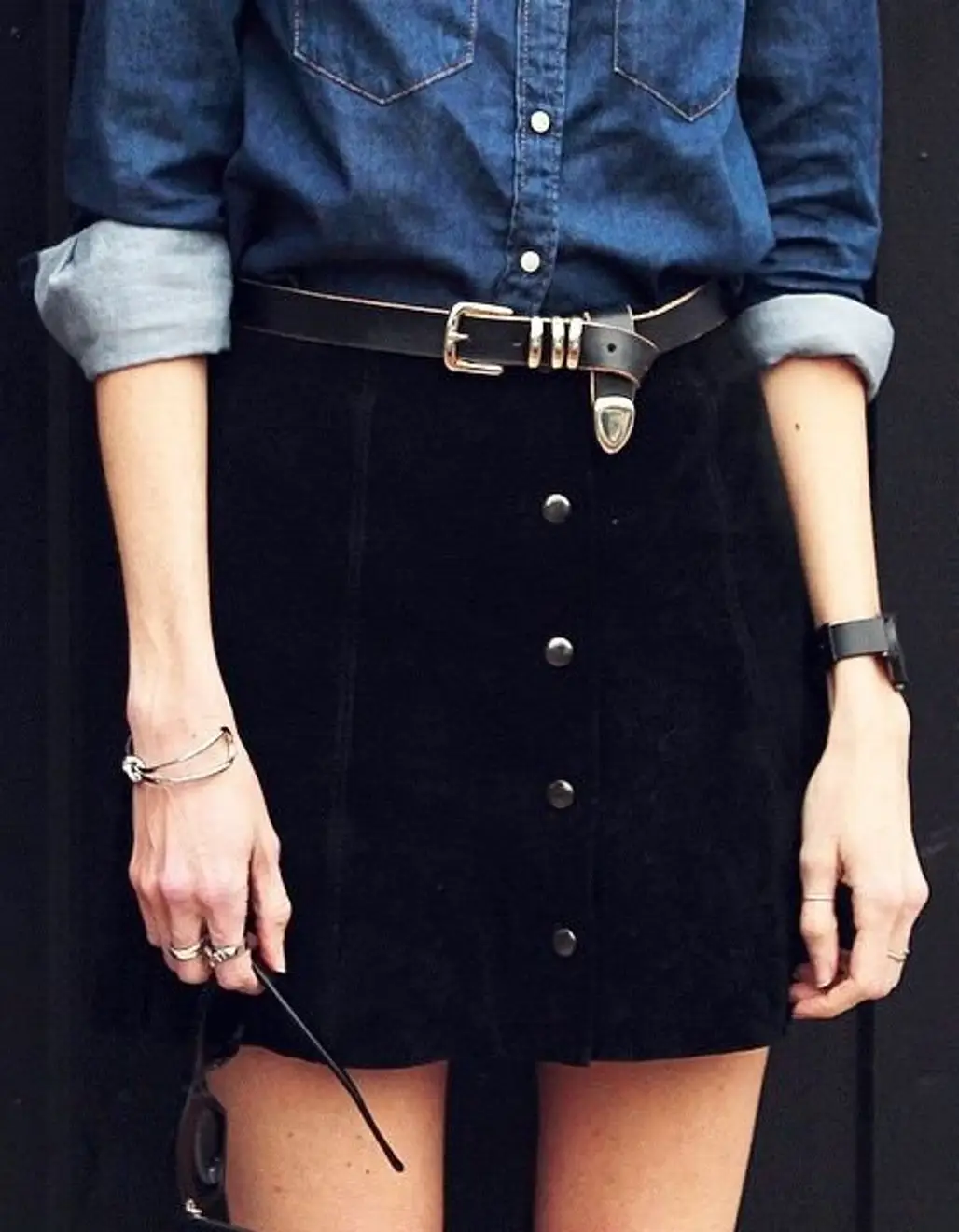 Black Button down Skirt