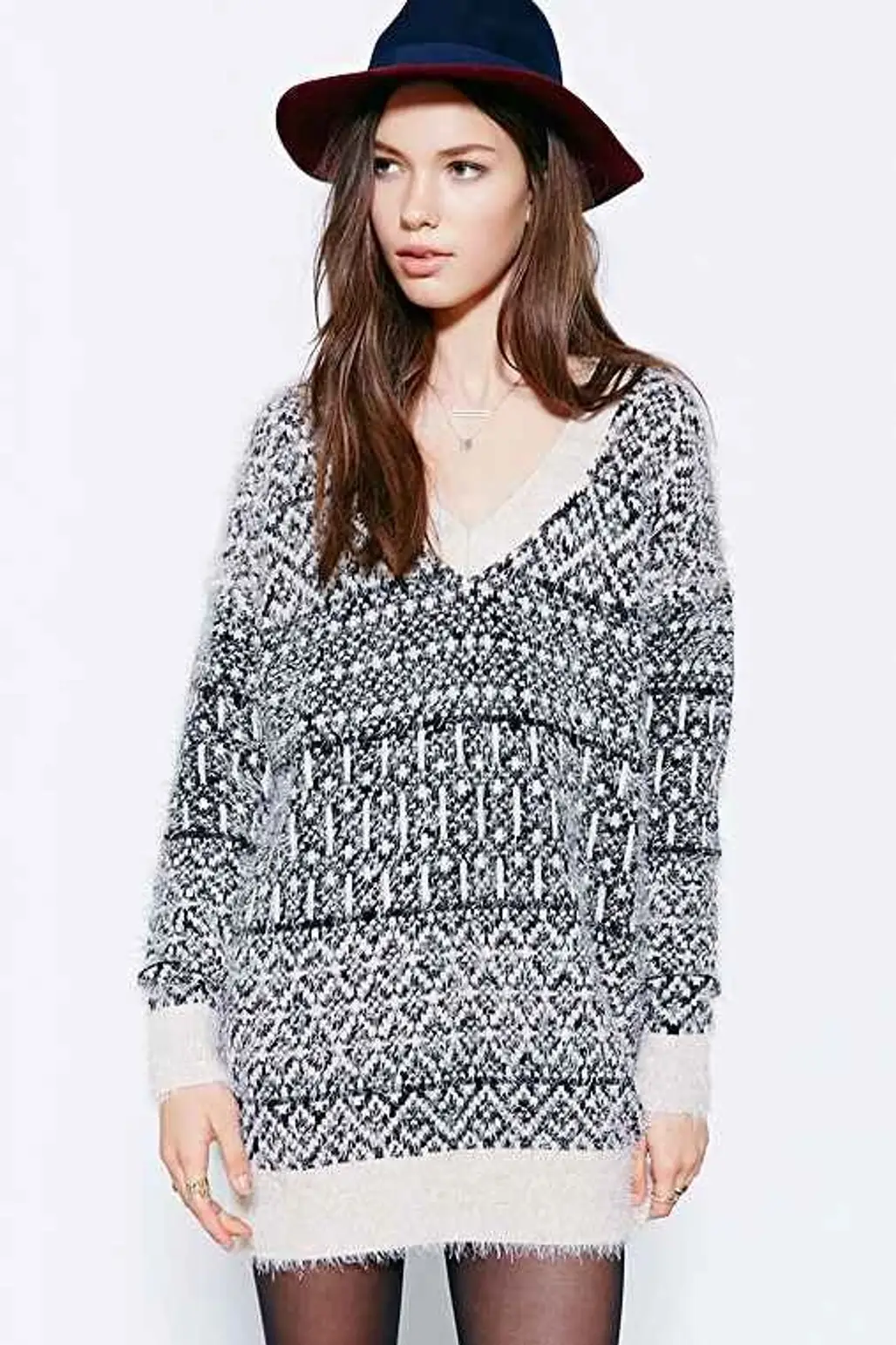 Ecote Andari Sweater Dress- Black & White