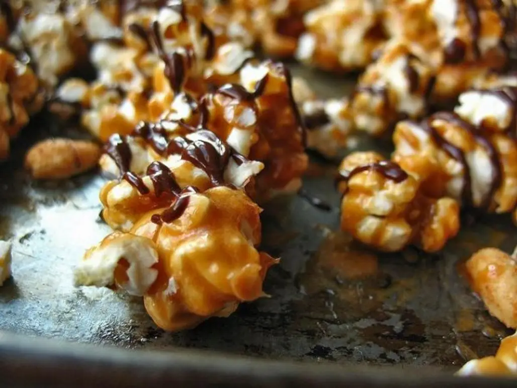 Caramel Popcorn with Chocolate and Nuts