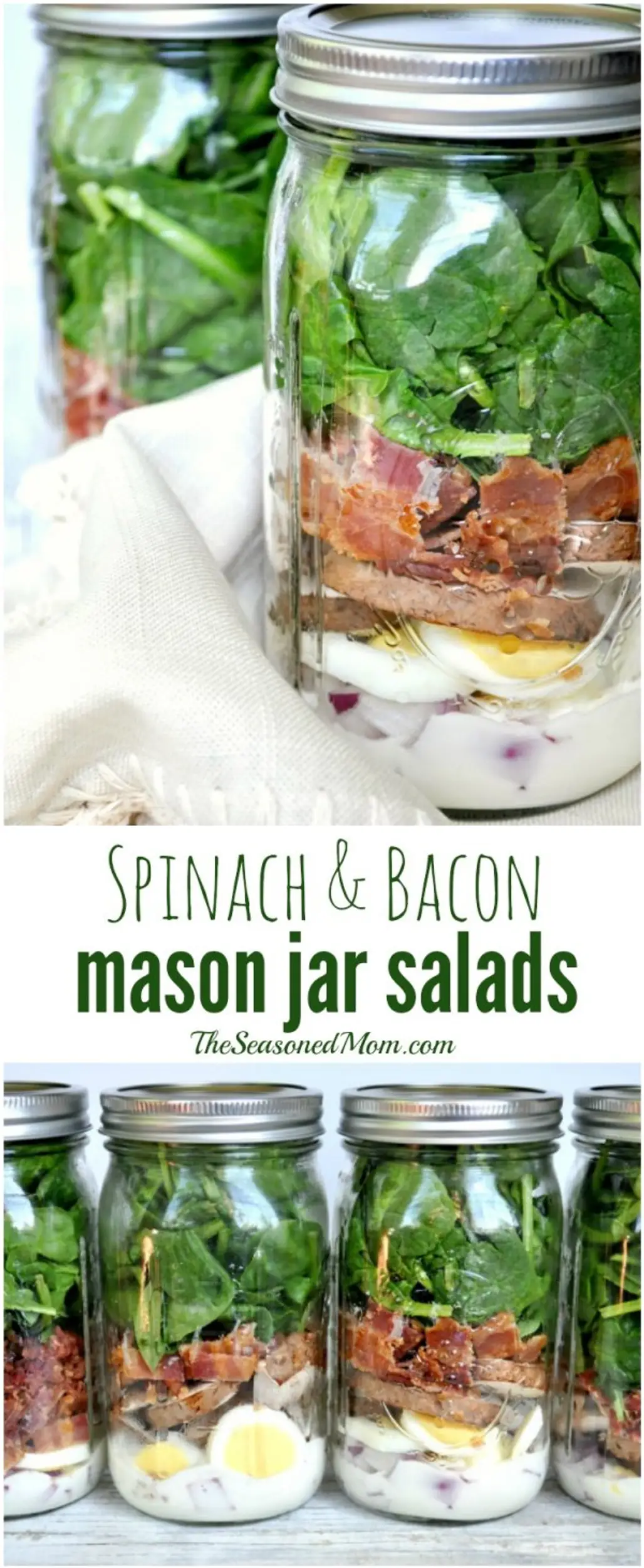 Spinach and Bacon Mason Jar Salad