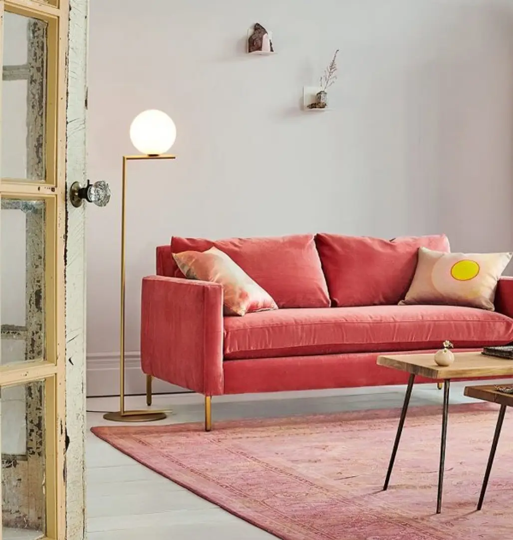 Furniture, Couch, Pink, Room, Red,