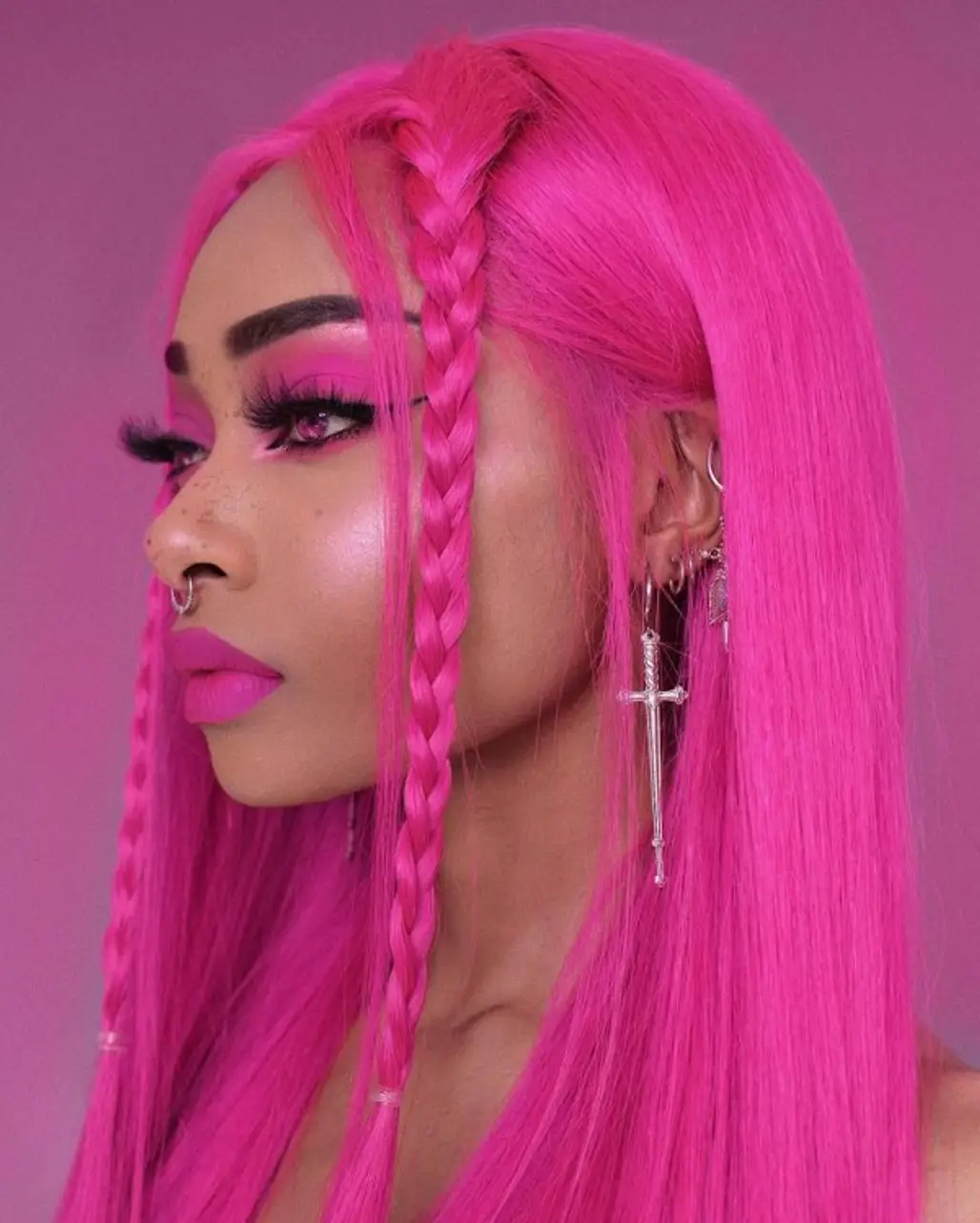 Hair, Pink, Face, Eyebrow, Hairstyle,