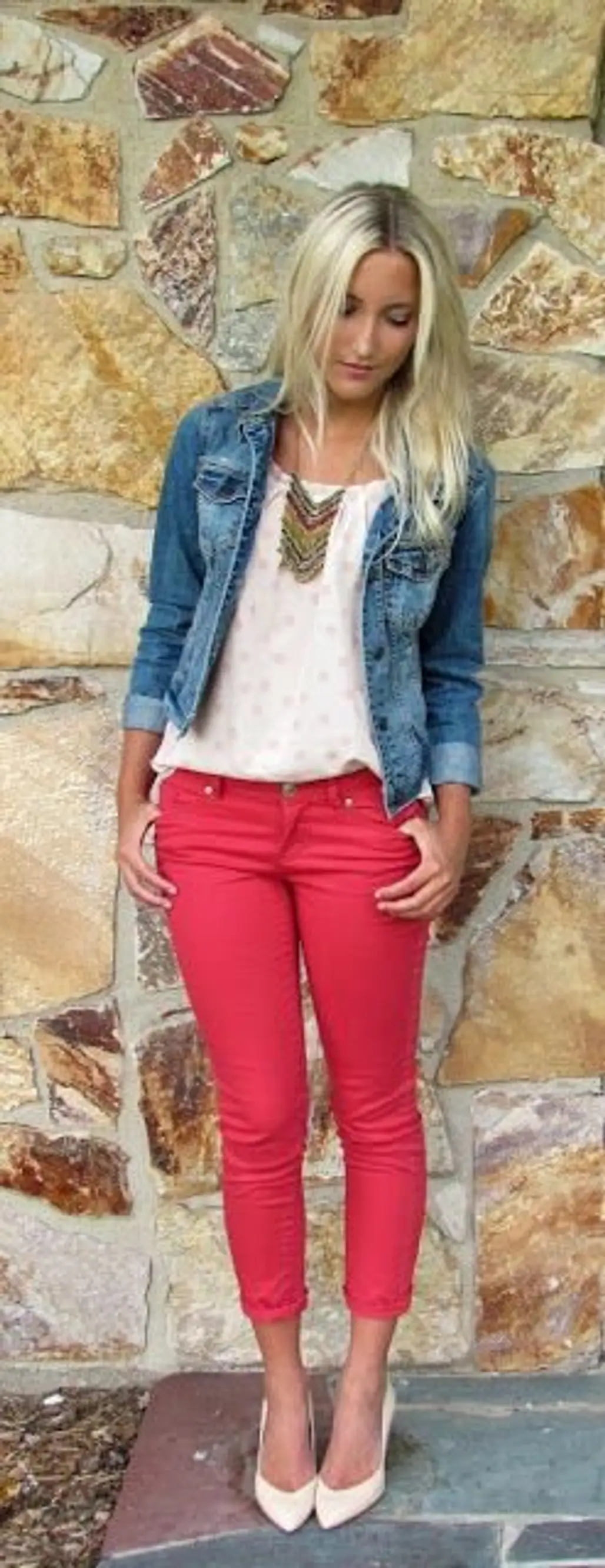 With Colored Skinny Jeans